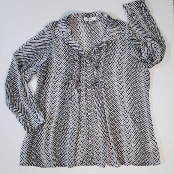 Cristina B Chevron Print Long Sleeve Blouse - Picture 1 of 8